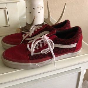 Red cheetah print Vans